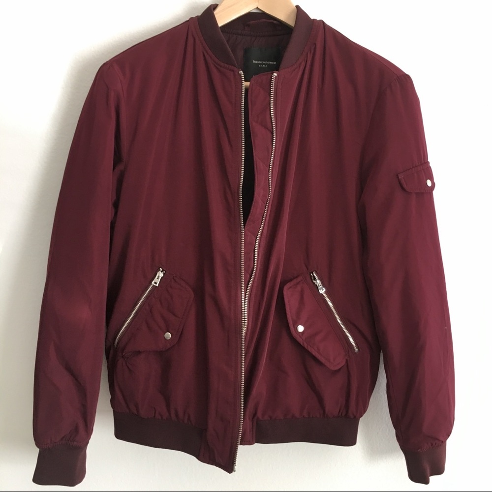 LAST CALL ⭐️ Zara Burgundy Bomber Jacket